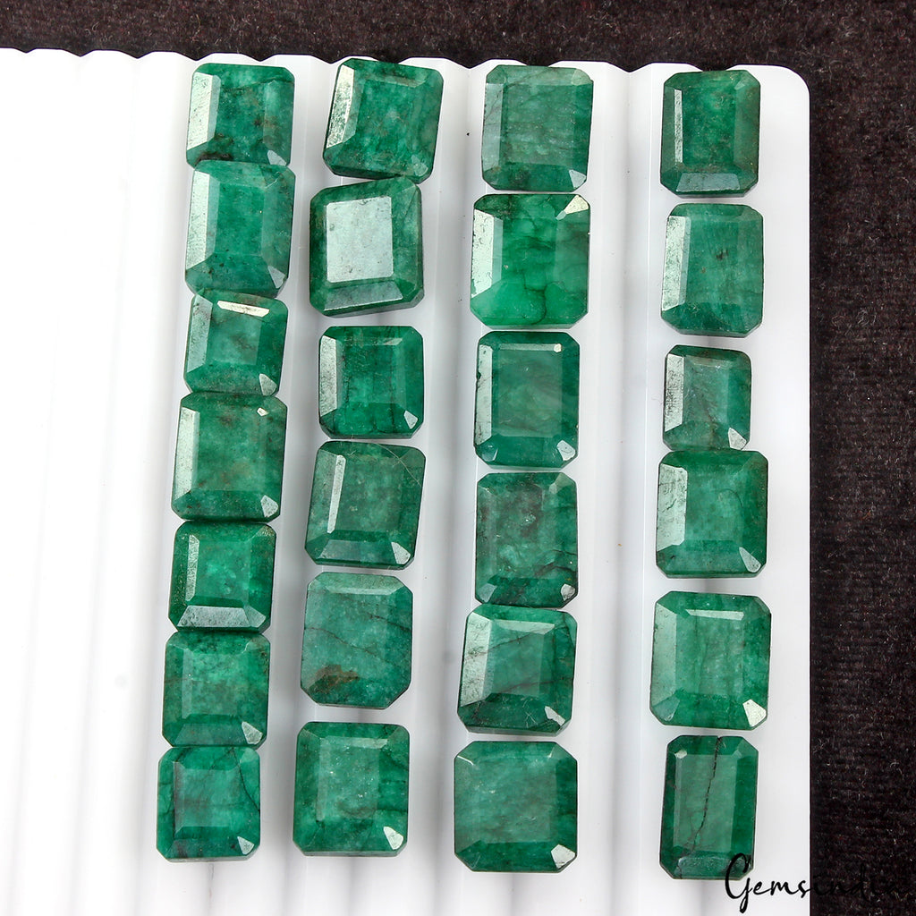 Emerald Lot, Loose Gemstone, Color Enhanced, Green — 25 Pieces, 12mm to 16mm, 228.20 Ct, Brazil