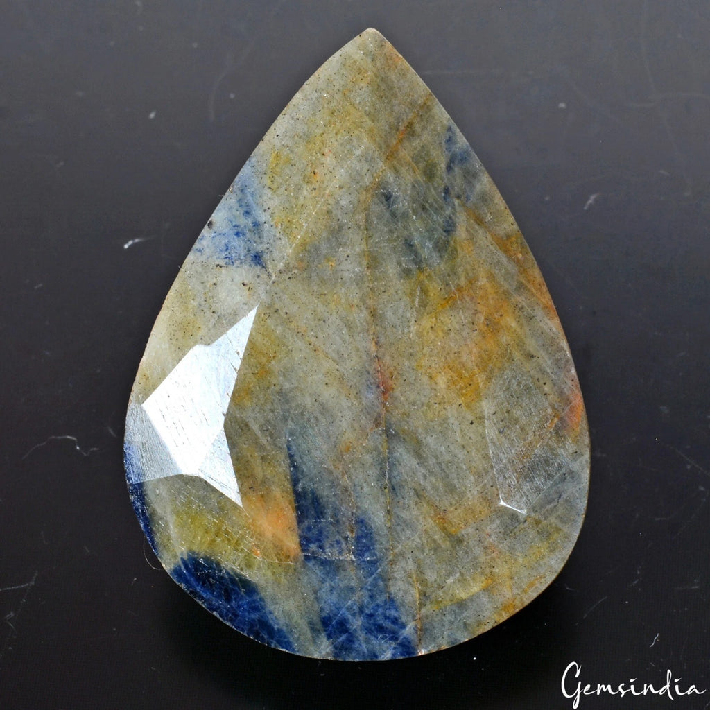 Blue Sapphire Loose Gemstone, Untreated, Yellow — 50x37x17 mm, 300 Ct, Madagascar