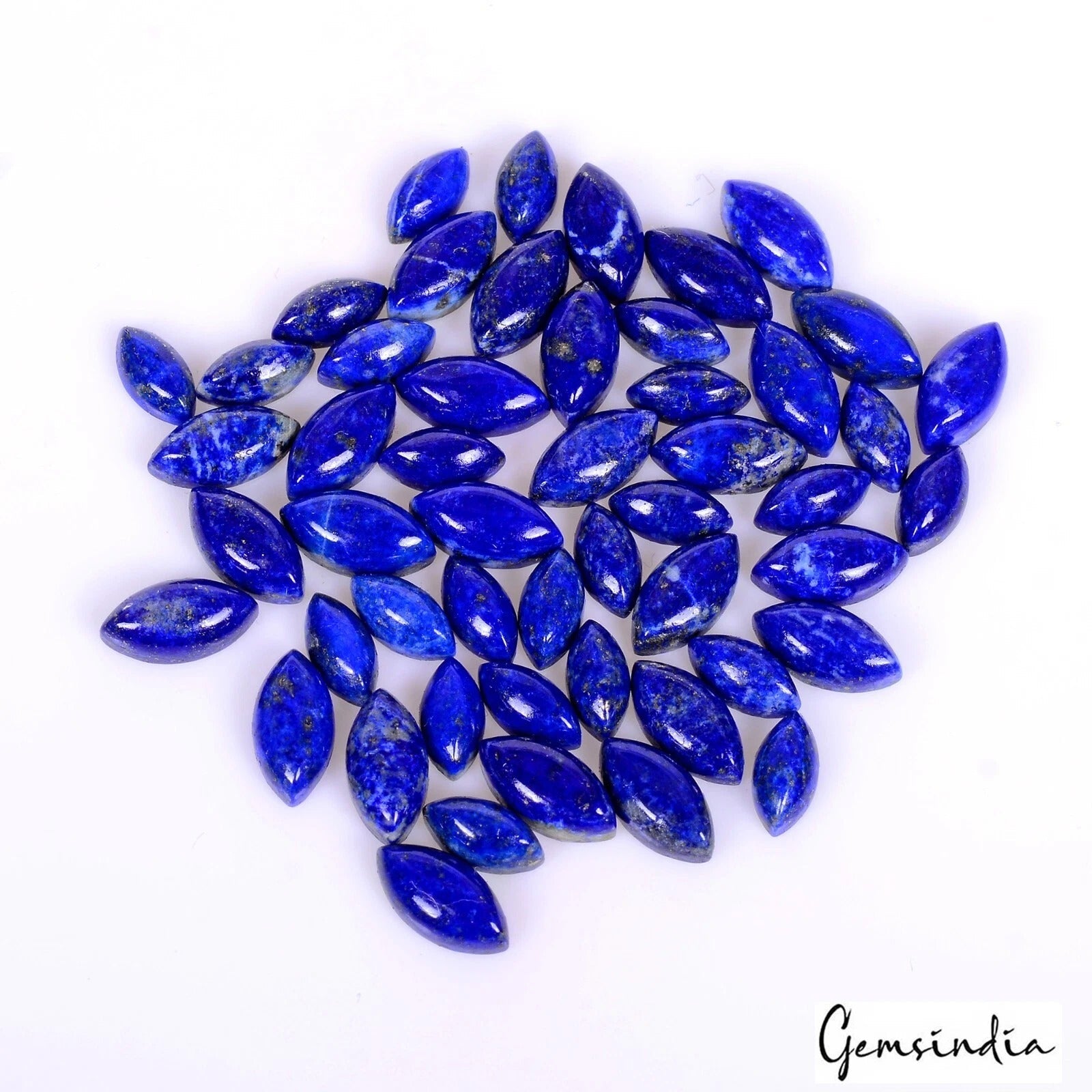61.90 Ct/51Pcs Natural Blue Lapis Lazuli Stone Marquise Cab Gems Lot For Jewelry