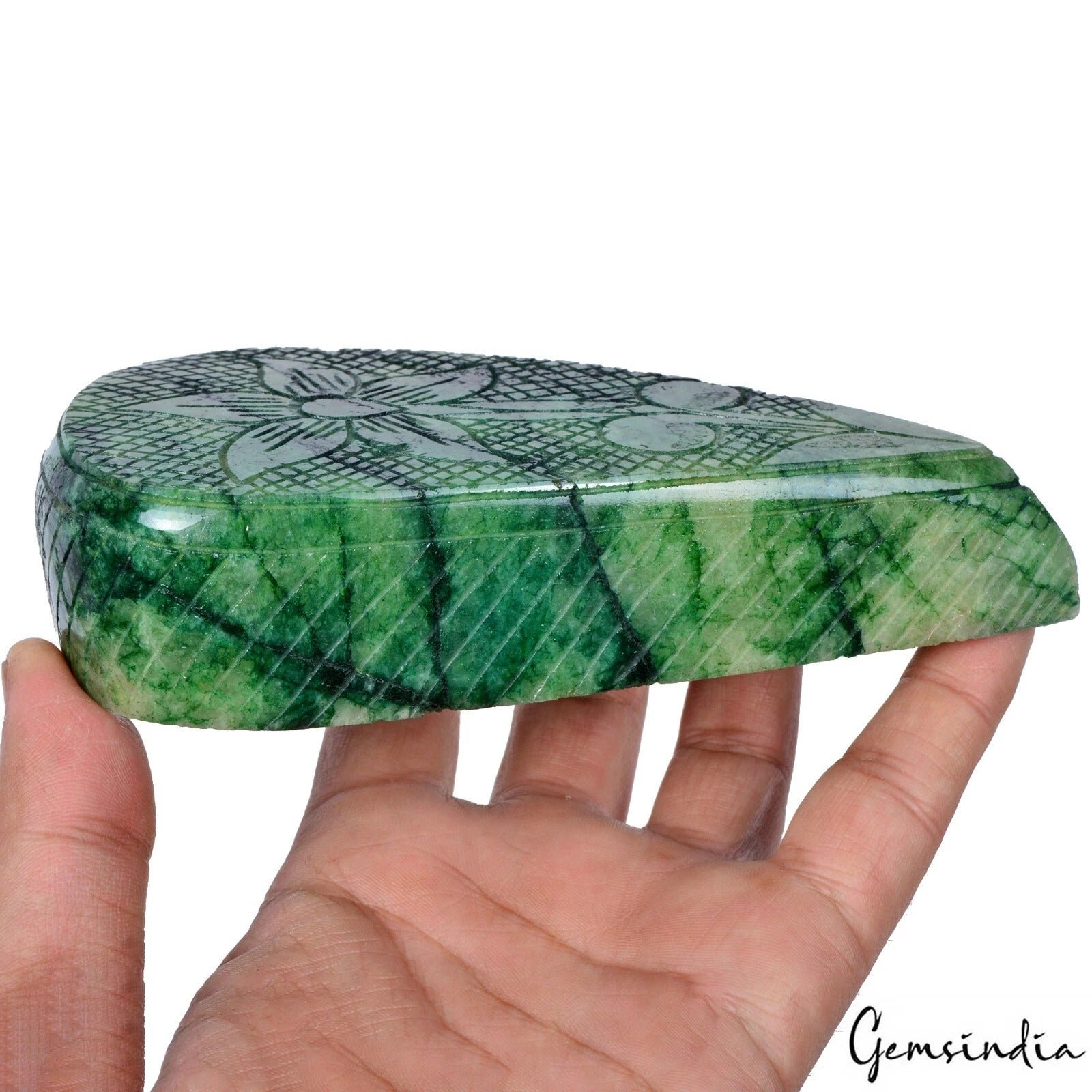 Certified 3350 Ct Natural Brazilian Emerald Amazing Carving Earth Mined Gemstone