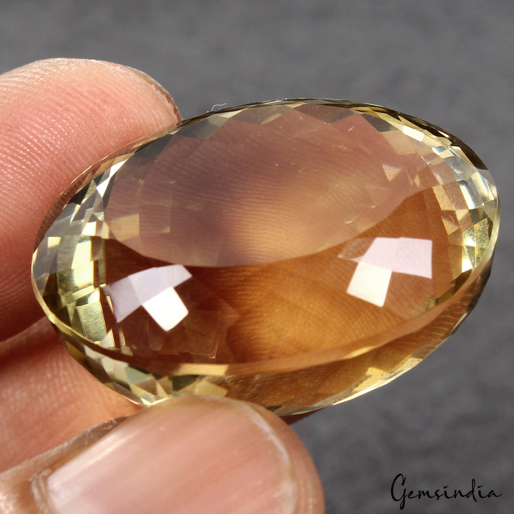 100.40 Cts Natural Untreated Brazilian Yellow Citrine Oval Faceted Cut Loose Gem