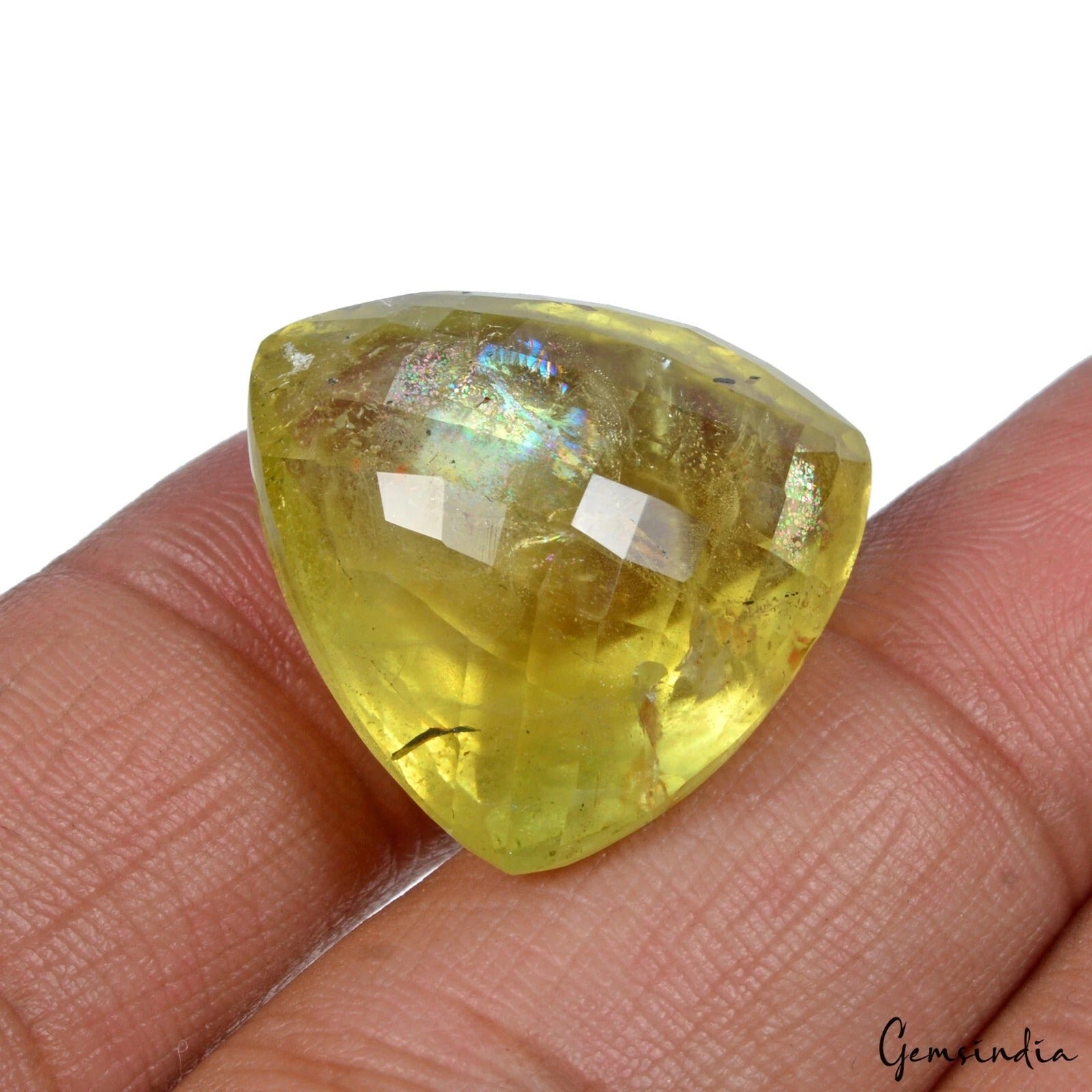 39.80 Ct Natural Yellow Untreated Beryl Heliodor Trillion Cut Certified Gemstone