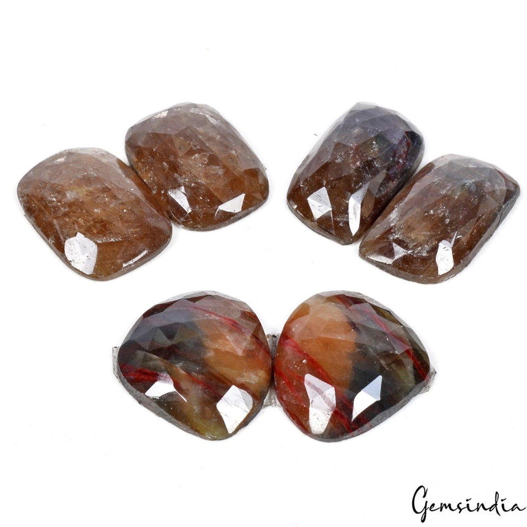 6 Pcs Natural Sapphire 23-26mm Unheated Rose Checker Cut Loose Gemstones Pair