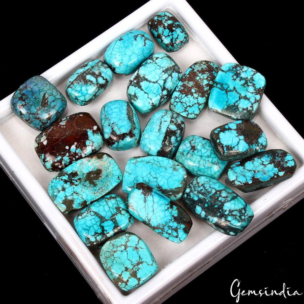 320 Cts/19Pcs Natural Blue USA Turquoise Cushion Cab Loose Wholesale Gems Lot