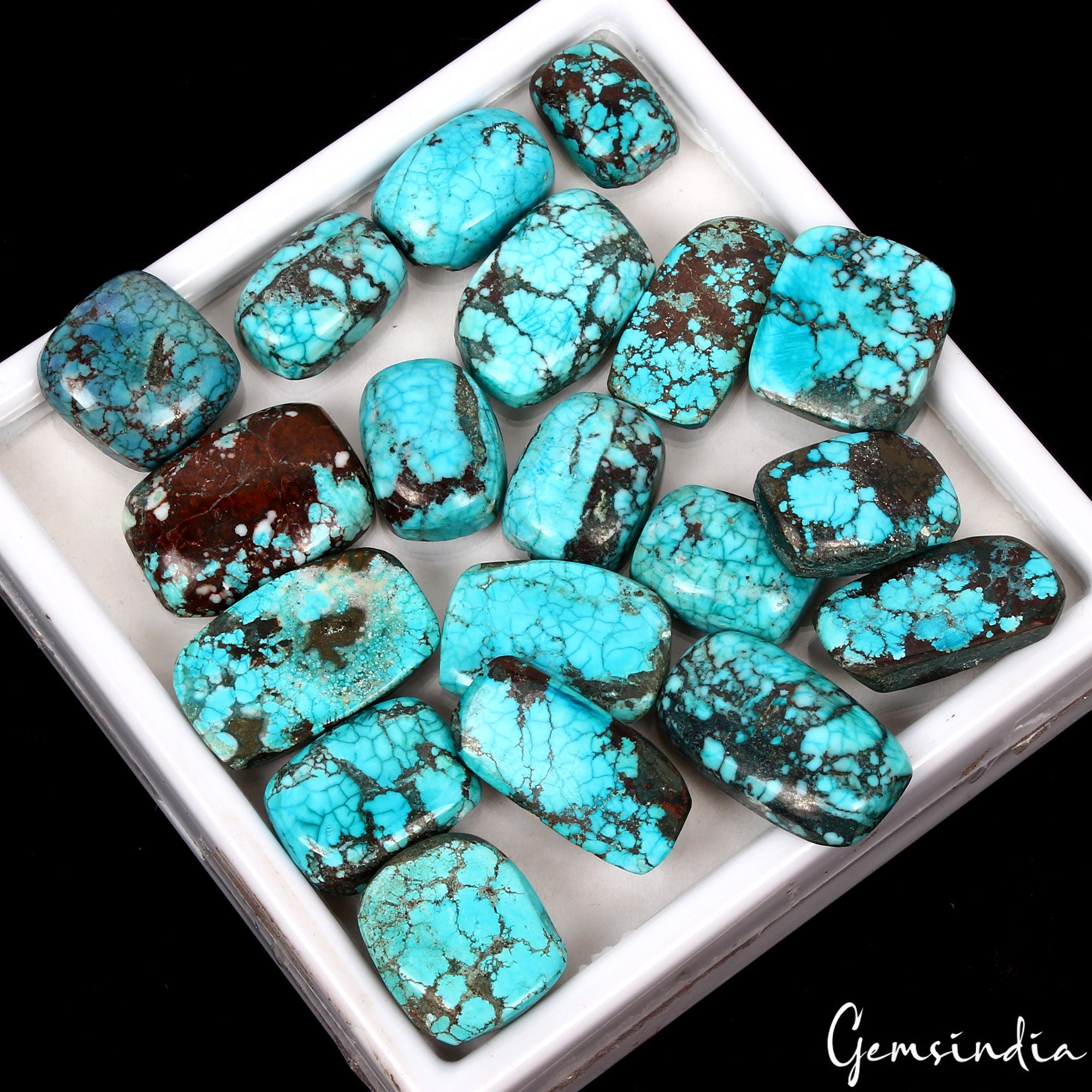 320 Cts/19Pcs Natural Blue USA Turquoise Cushion Cab Loose Wholesale Gems Lot