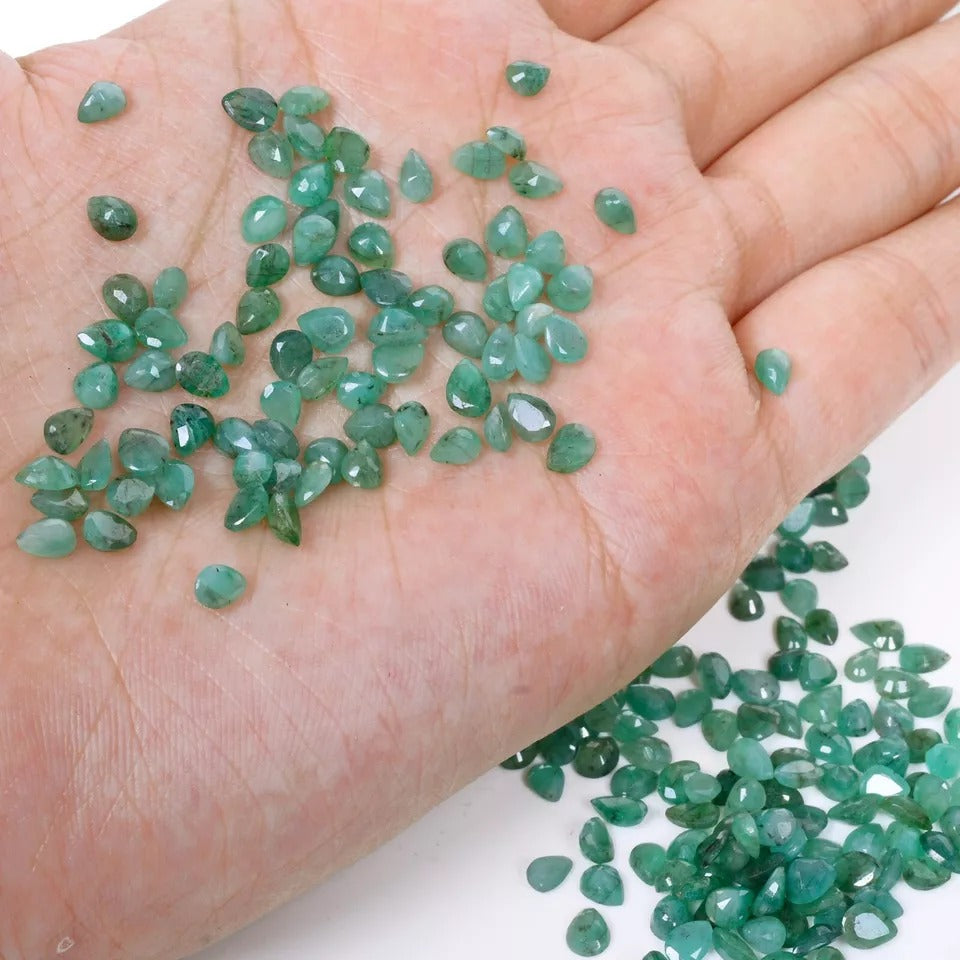 205 Pc Natural Colombian Green Emerald Pear Cut Loose Untreated Gemstone~48.50Ct