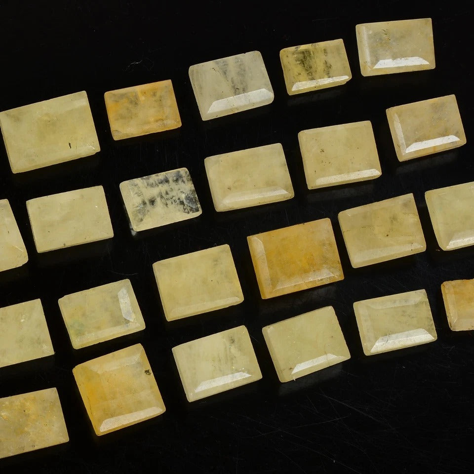 300 Ct Natural Yellow Beryl Heliodor Baguette Cut Faceted Loose Gemstone Lot 23P