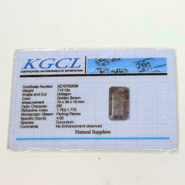 700 Ct Natural Untreated Golden Brown Sapphire Octagon Cut Certified Gemstone