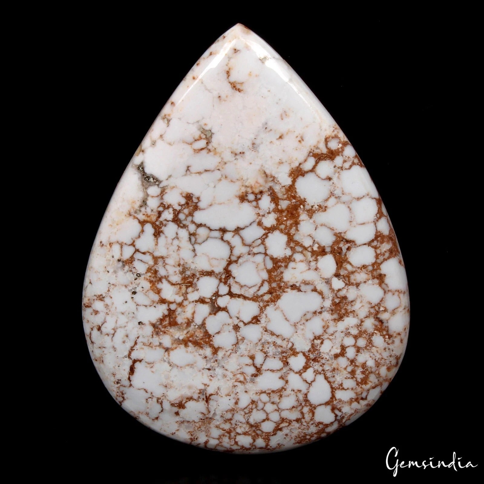 226 Ct White Buffalo Turquoise Pear Cabochon Large Gemstone 75mm From Nevada USA