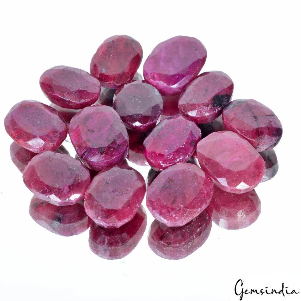 275 Cts/13 Pcs Natural Red Ruby Oval Cut Loose Faceted 16-17mm Jewelry Gems Lot