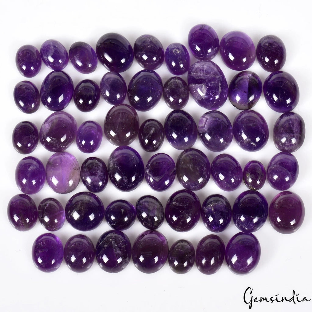 Amethyst Cabochon, Untreated, Purple — 8mm to 13mm, 163.80 Ct, Madagascar
