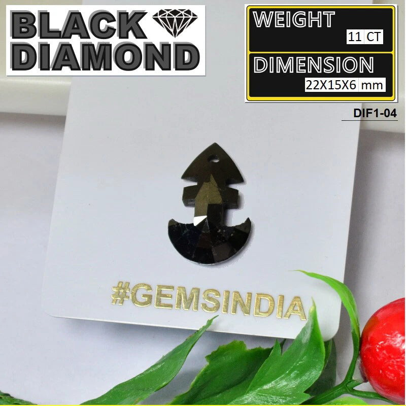 Black Diamond Loose Gemstone, Color Enhanced — 22x15x6 mm, 11 Ct, Tanzania