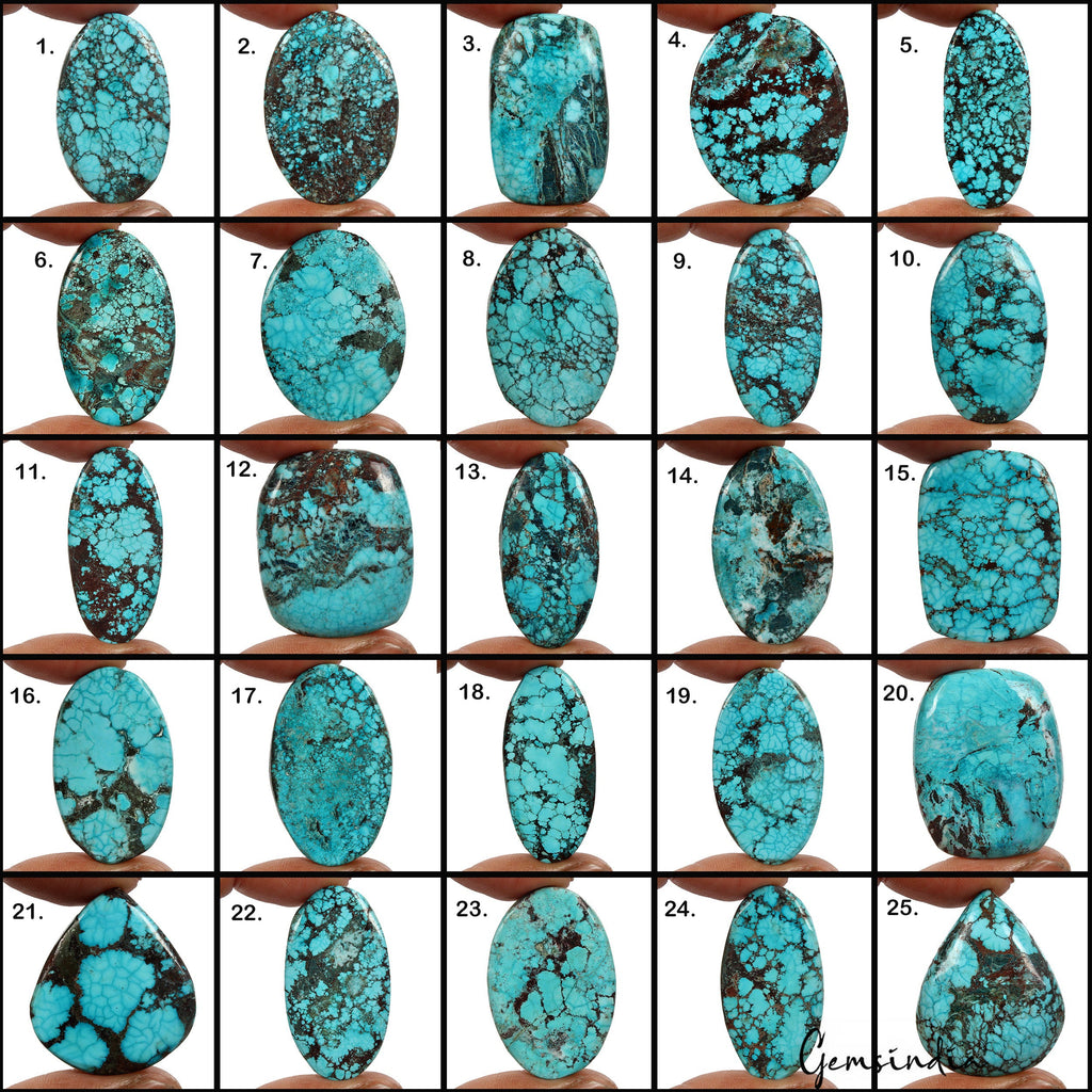 1480 Ct/25 Pc Natural Blue Green Spiderweb Turquoise Mix Cab Loose Gemstones Lot