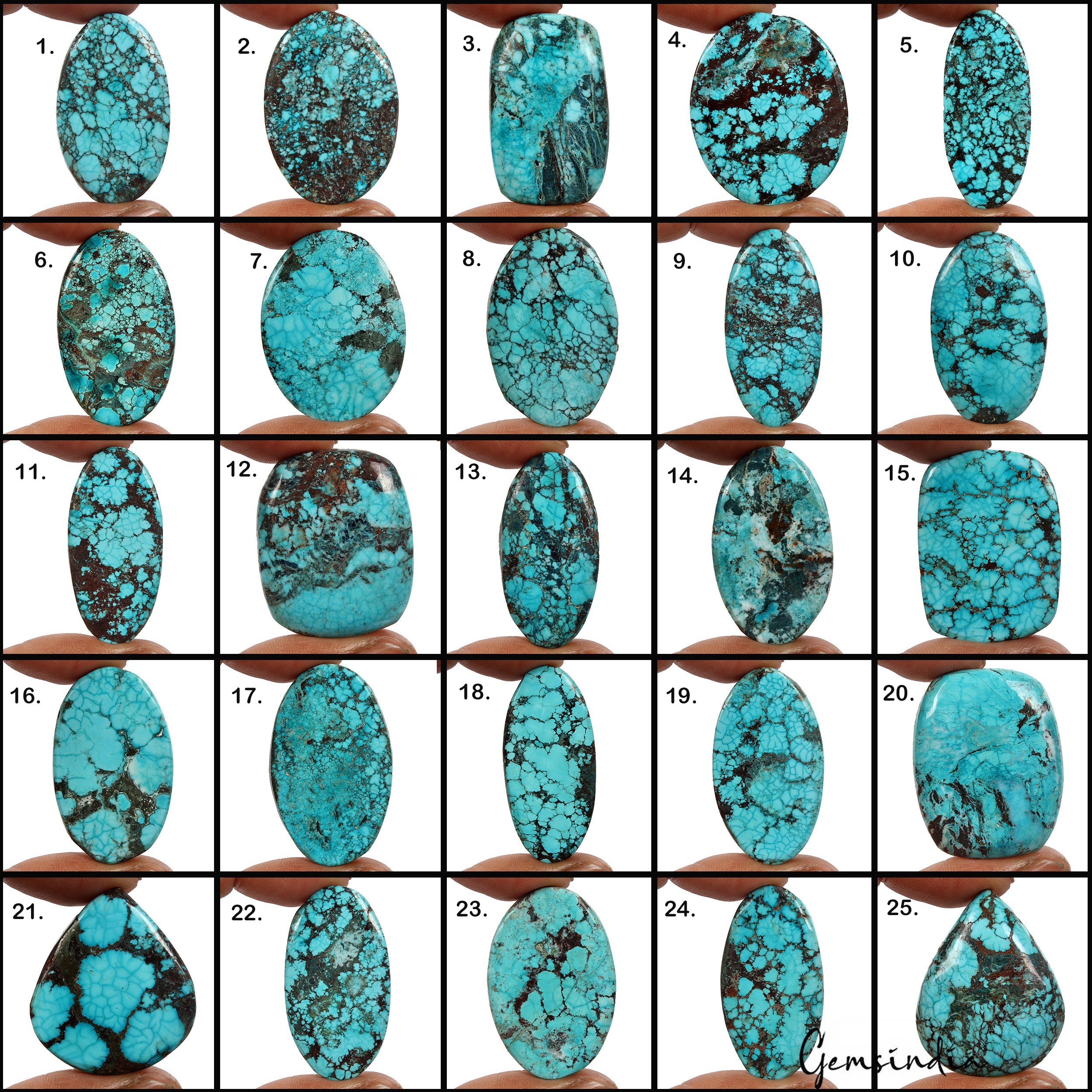 1480 Ct/25 Pc Natural Blue Green Spiderweb Turquoise Mix Cab Loose Gemstones Lot