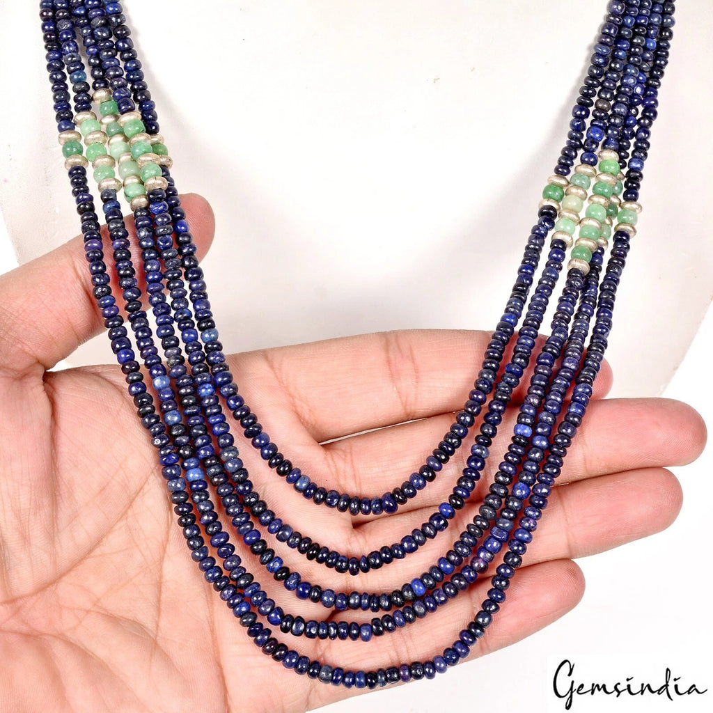 Blue Sapphire Necklace — 3mm to 4mm, 500 Ct, Madagascar
