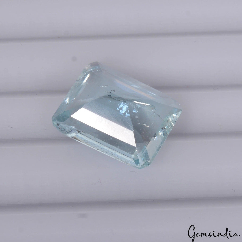 Certified 5.50 Cts Natural Untreated Blue Aquamarine Octagon Cut Gem For Ring