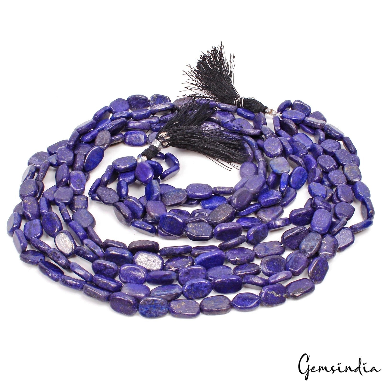 1070 Cts/5 Strands Natural Blue Lapis Lazuli Oval Cab Drill Bead Strand 22"Each