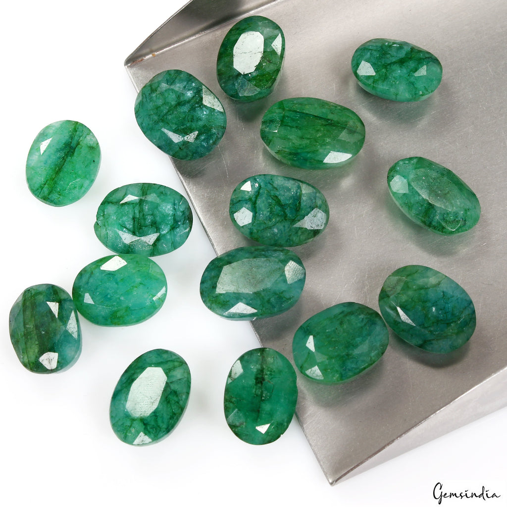 Certified Natural Green Emerald 196 Ct AAA+ Oval Cut Loose Gemstones Lot ~15 Pcs