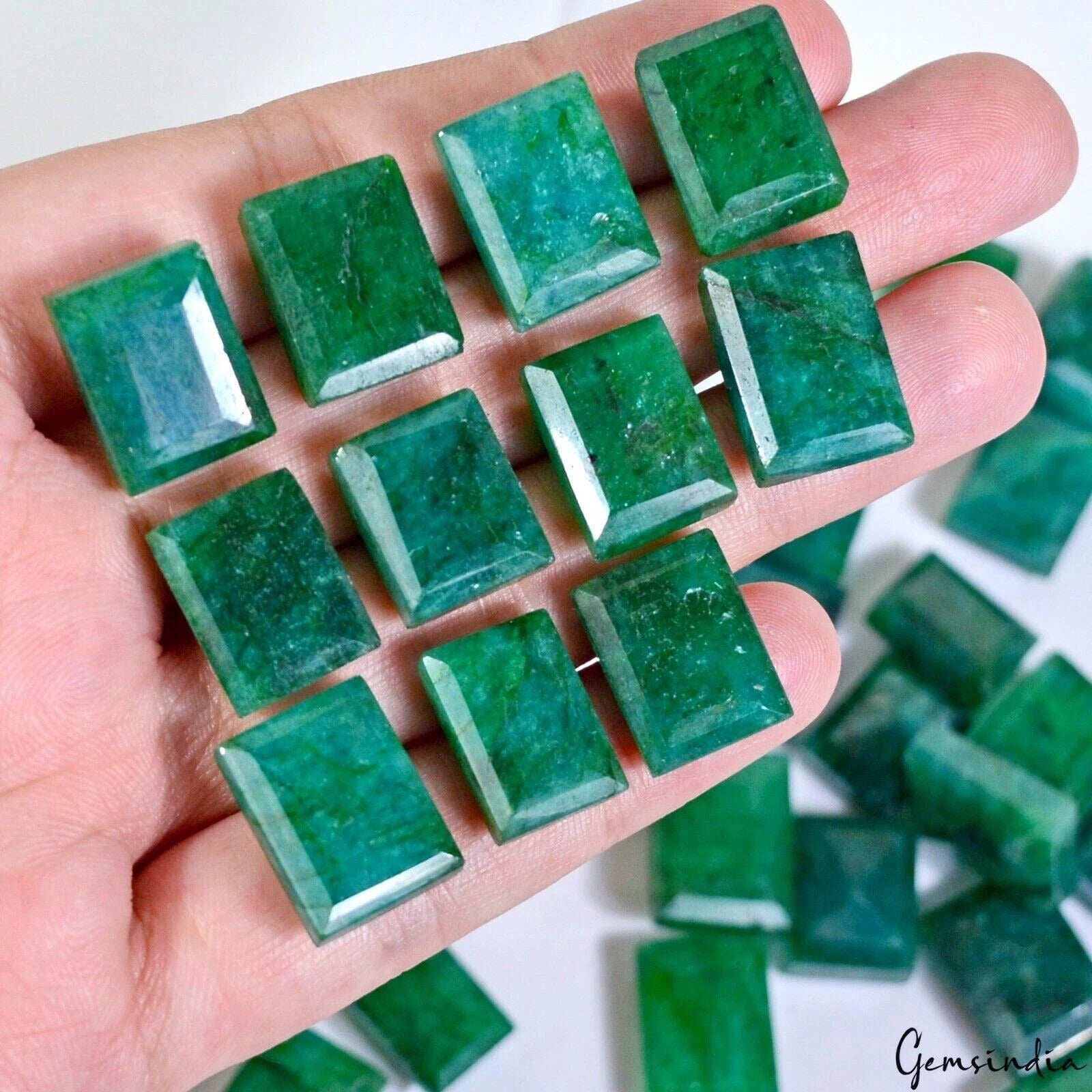 580 Cts/39 Pcs Natural Fine Green Emerald 13mm-16mm Baguette Cut Loose Gems Lot