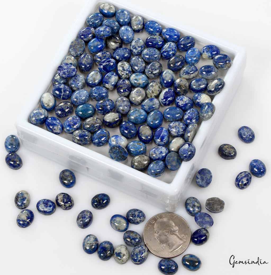 Lapis Lazuli Lot, Cabochon — 110 Pieces, 10x8mm, 370 Ct, Afghanistan