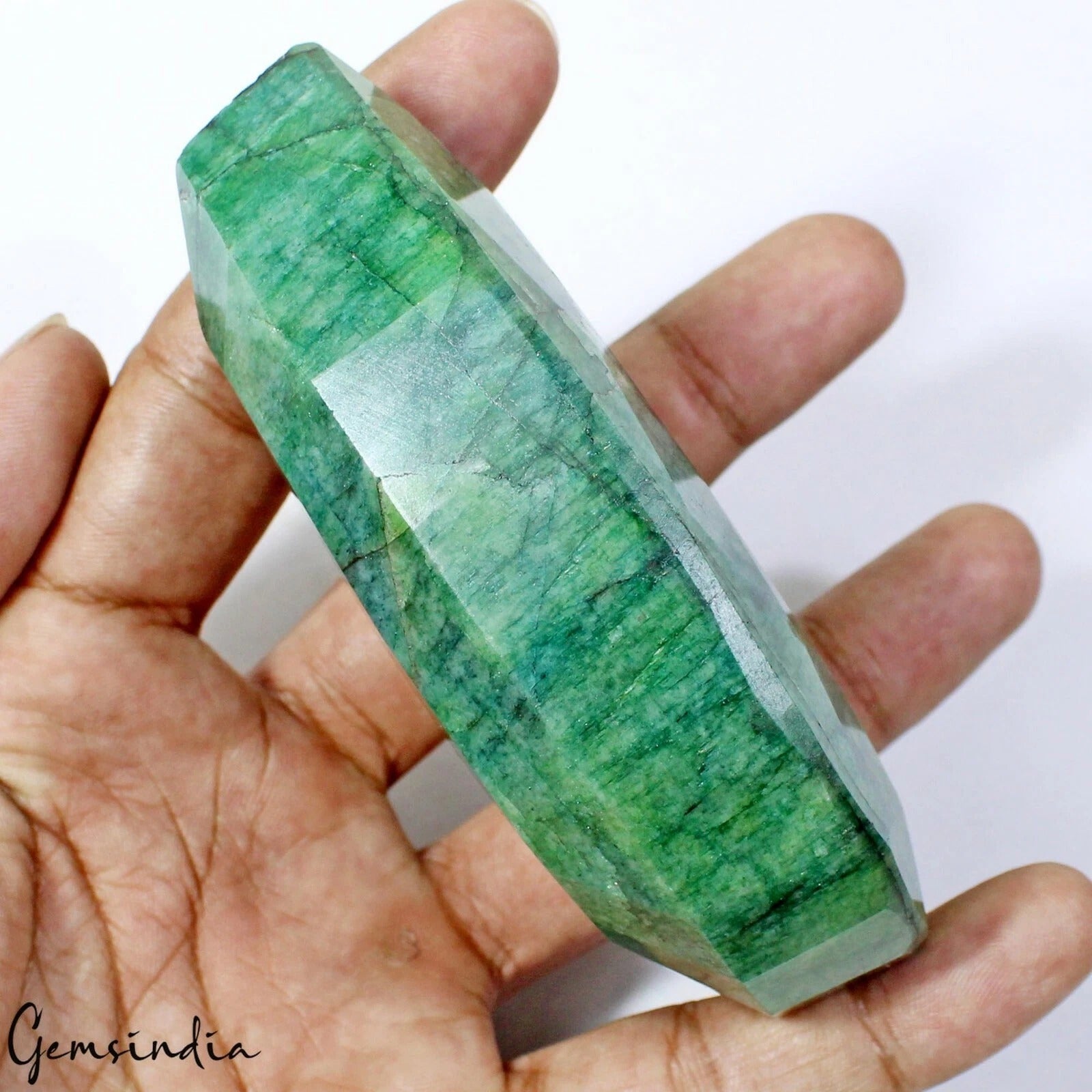 Emerald Loose Gemstone, Pear Faceted, Color Enhanced — 106x61x33mm, 1680 Ct, Brazil
