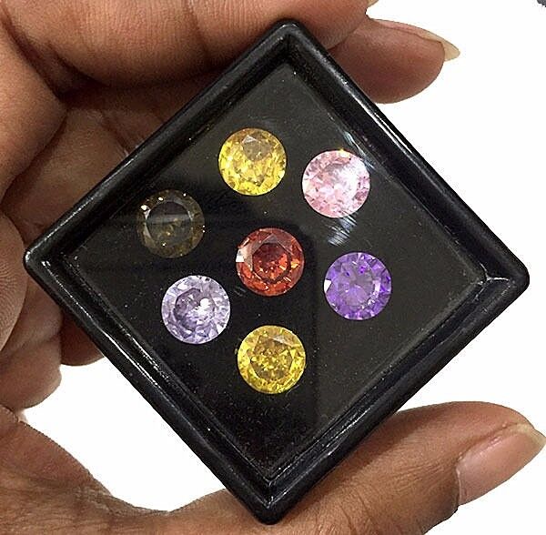 8mm Brilliant Round Lab Cubic Zirconia - Mix Colors High Fire 7 stones in a lot