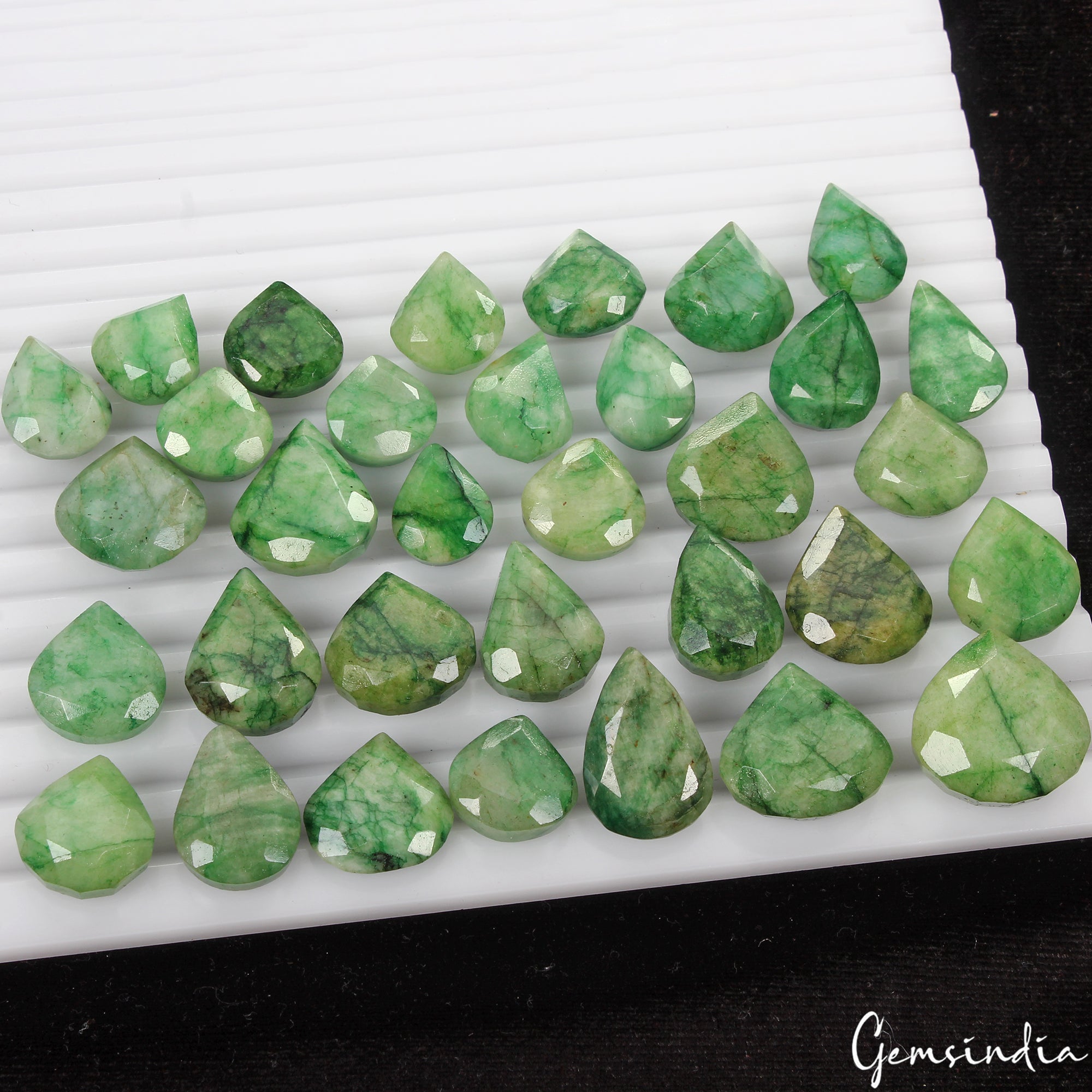 520 Cts Natural Green Emerald Pear Cut Loose Faceted 14-22mm Gemstones Lot~33 Pc