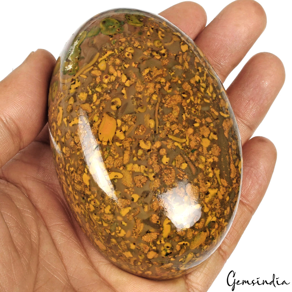 Jasper Cabochon, Untreated, Bi Color — 39mm, 1700 Ct
