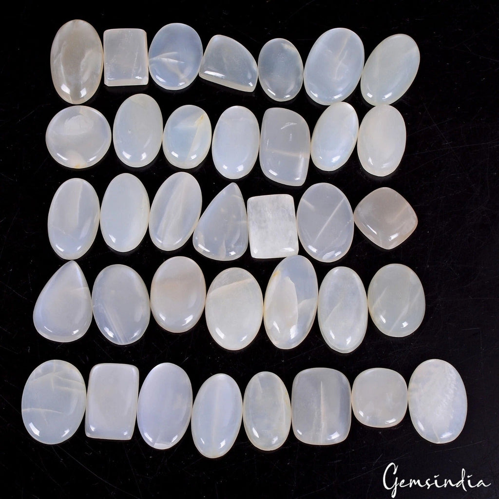 Certified 440 Cts/36 Pcs Natural Silky Moonstone Mix Cab Loose Gems For Jewelry
