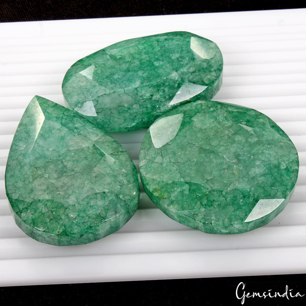 1420 Cts Natural Green Emerald Mix Cut Loose 58-67mm Huge Gemstones Lot ~ 3 Pcs