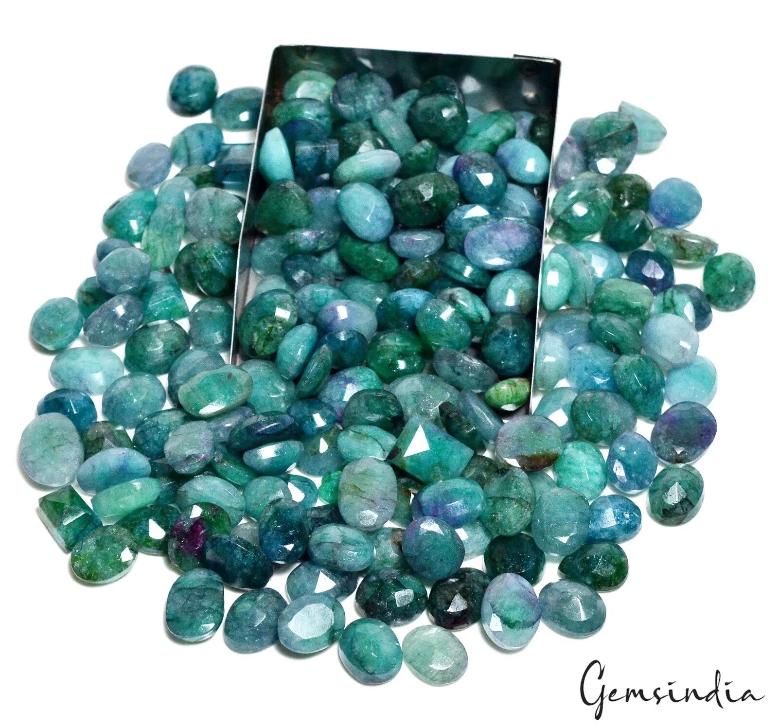 Emerald Lot, Loose Gemstone, Blue — 190 Pieces, 12mm to 19mm, 2000 Ct, Brazil