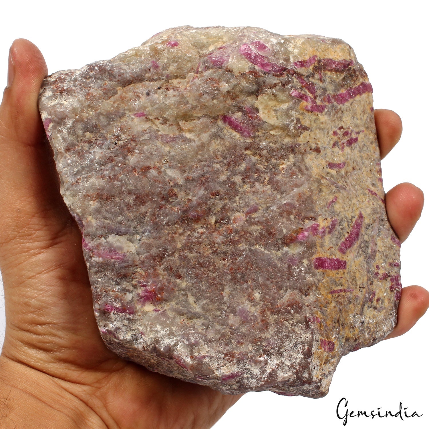 1.4 Kg Ruby Crystal Matrix Healing Mineral Untreated Rough Gem w/ Polished back