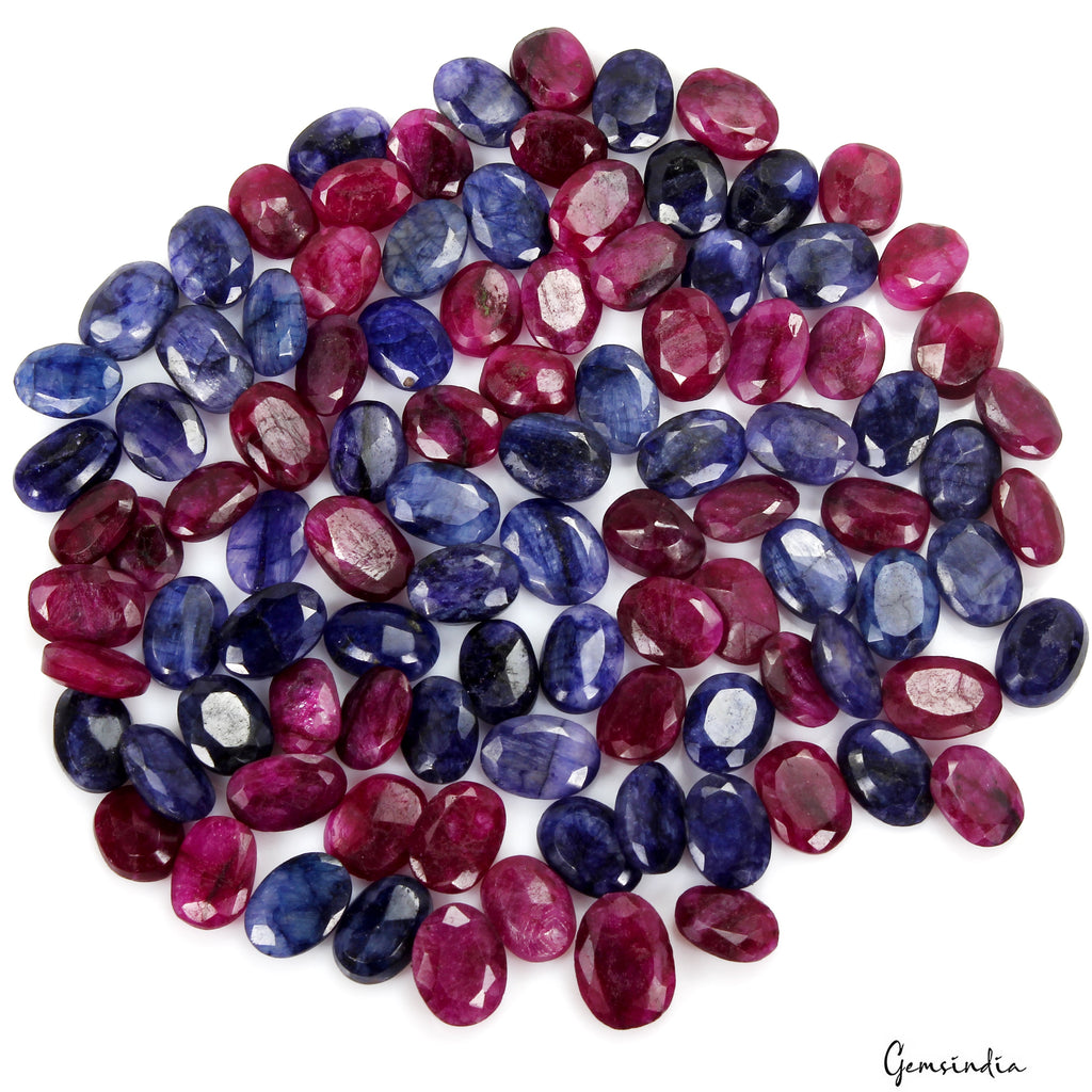540Ct/100 Pc Natural Red & Blue Beryl Oval Cut 12-16mm Loose Jewelry Making Gems