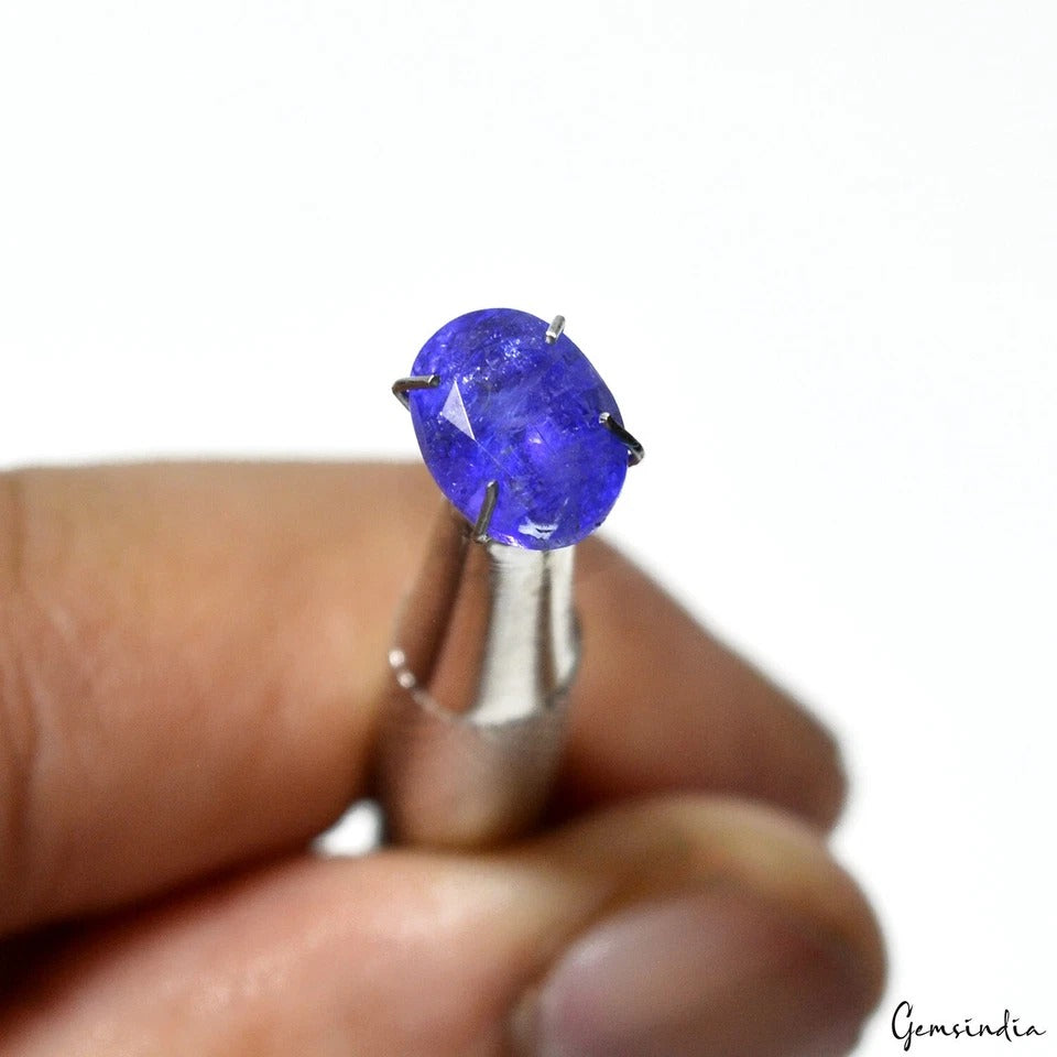 Certified 2.50 Ct Natural Untreated Violet Blue Tanzanite Oval Cut Ring Size Gem