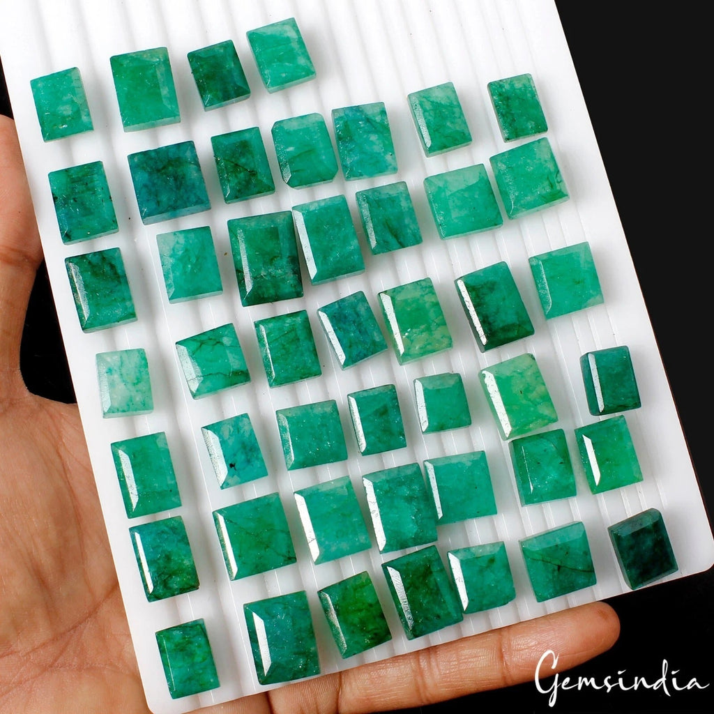 650 Ct Natural Green Emerald Baguette Cut 12-17mm Loose Gemstones Lot~  46 Pcs