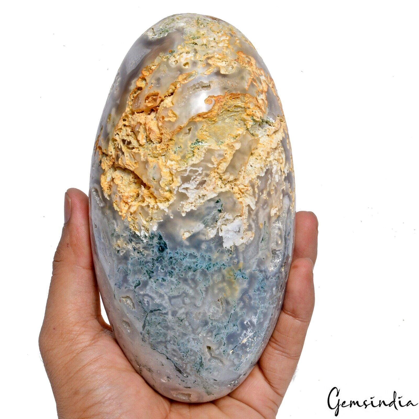 Moss Agate Rough, Untreated — 5.25 x 3.25 Inch, 1.610 Kg (8050 Ct)