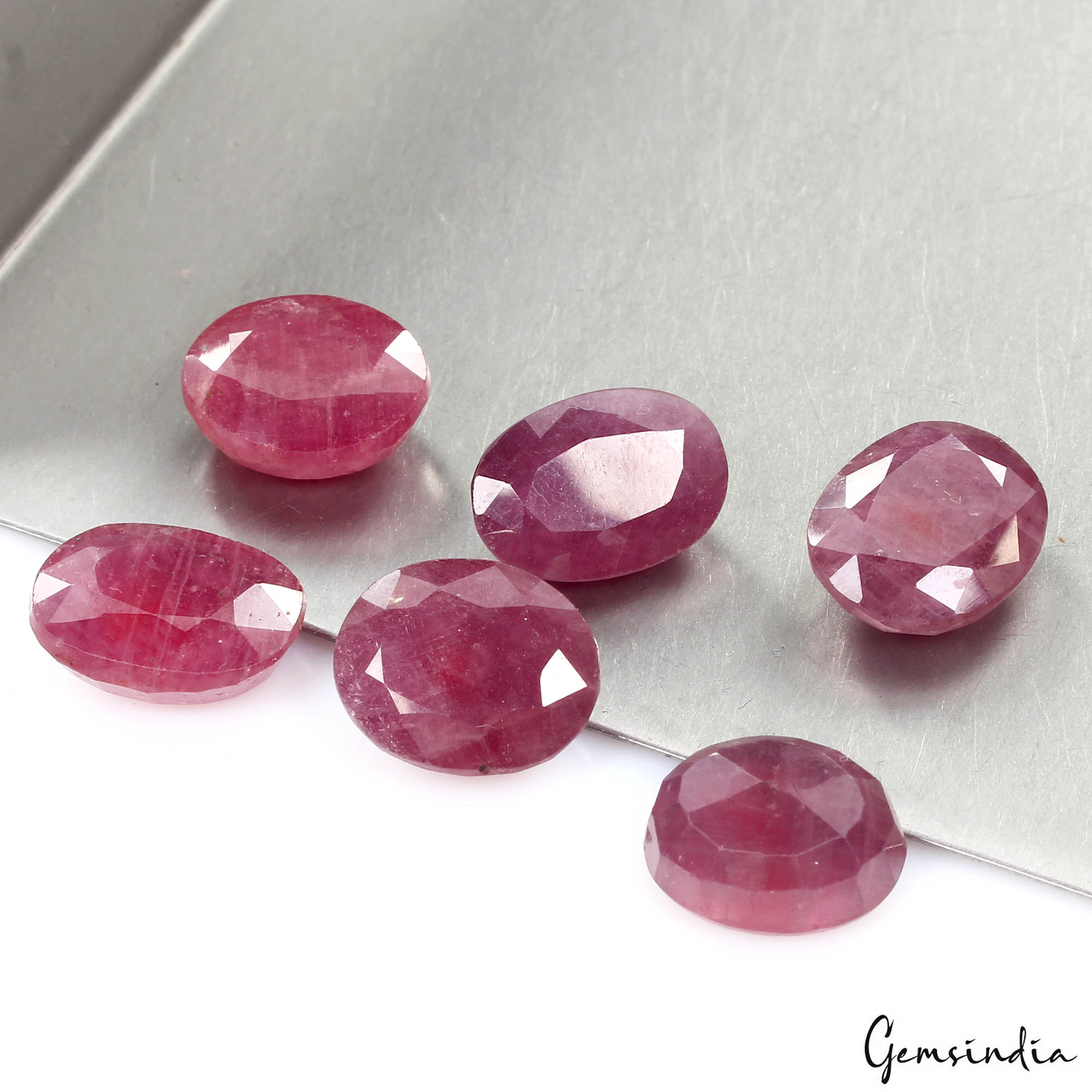 💎 3 Pcs Lot 63.80 Ct Oval Cut Pink Red Ruby Gemstone- Mozambique [Glass Filled]