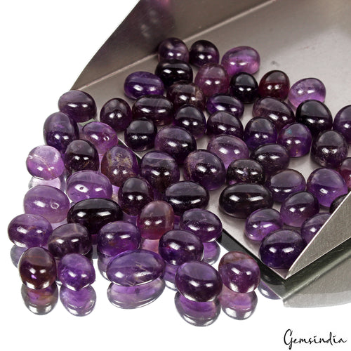 Amethyst Cabochon, Untreated, Purple — 9mm to 14mm, 300 Ct, Madagascar