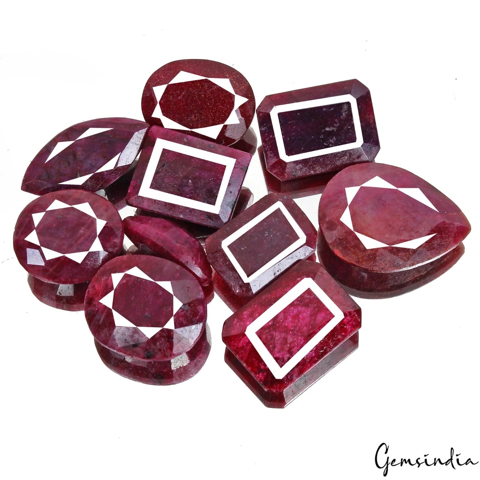 450 Ct/10 Pcs Natural African Red Ruby Mixed Cut Wholesale Loose Gem For Jewelry
