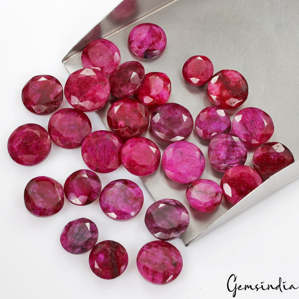 350 Ct Natural Utah Red Beryl/Bixbite Round Faceted Loose Gemstone Lot~28 Pcs