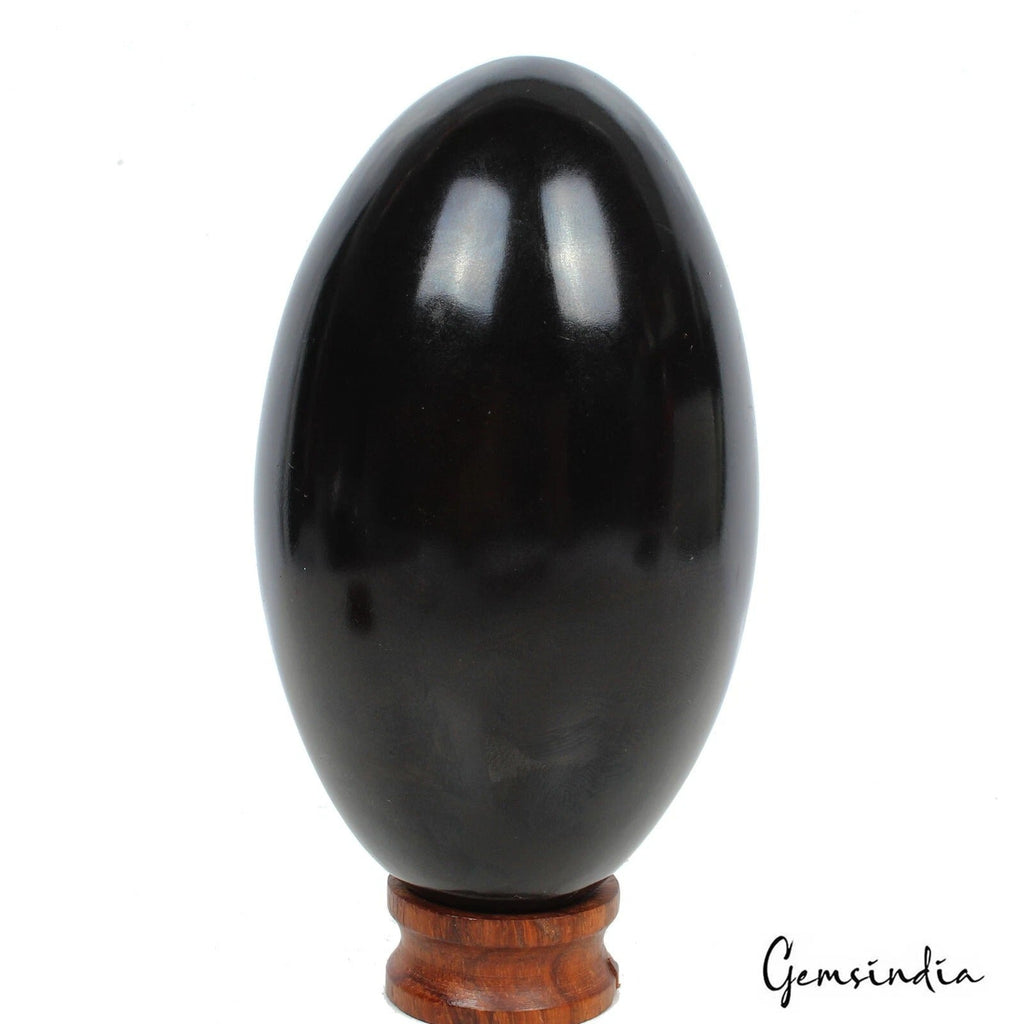 2200 Ct Natural Obsidian Crystal Healing Mineral Oval Cab Egg Gems With Stand