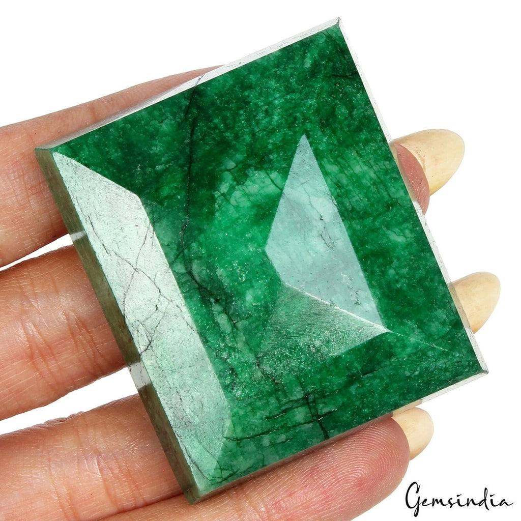 420 Ct Natural Green Brazilian Emerald Rectangular Faceted Earth Mined Loose Gem