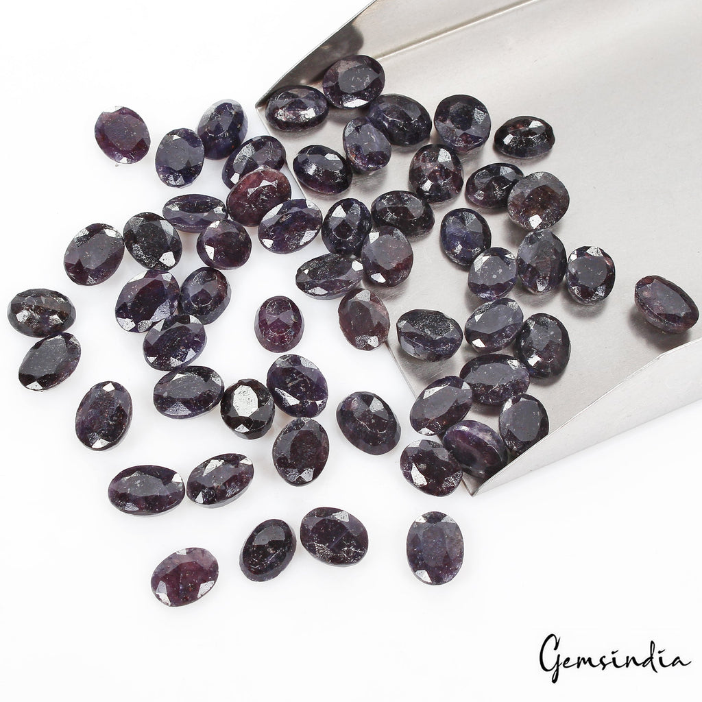 350 Ct/54 Pcs Natural African Dark Blue Sapphire Oval Faceted Loose Cut Gems Lot