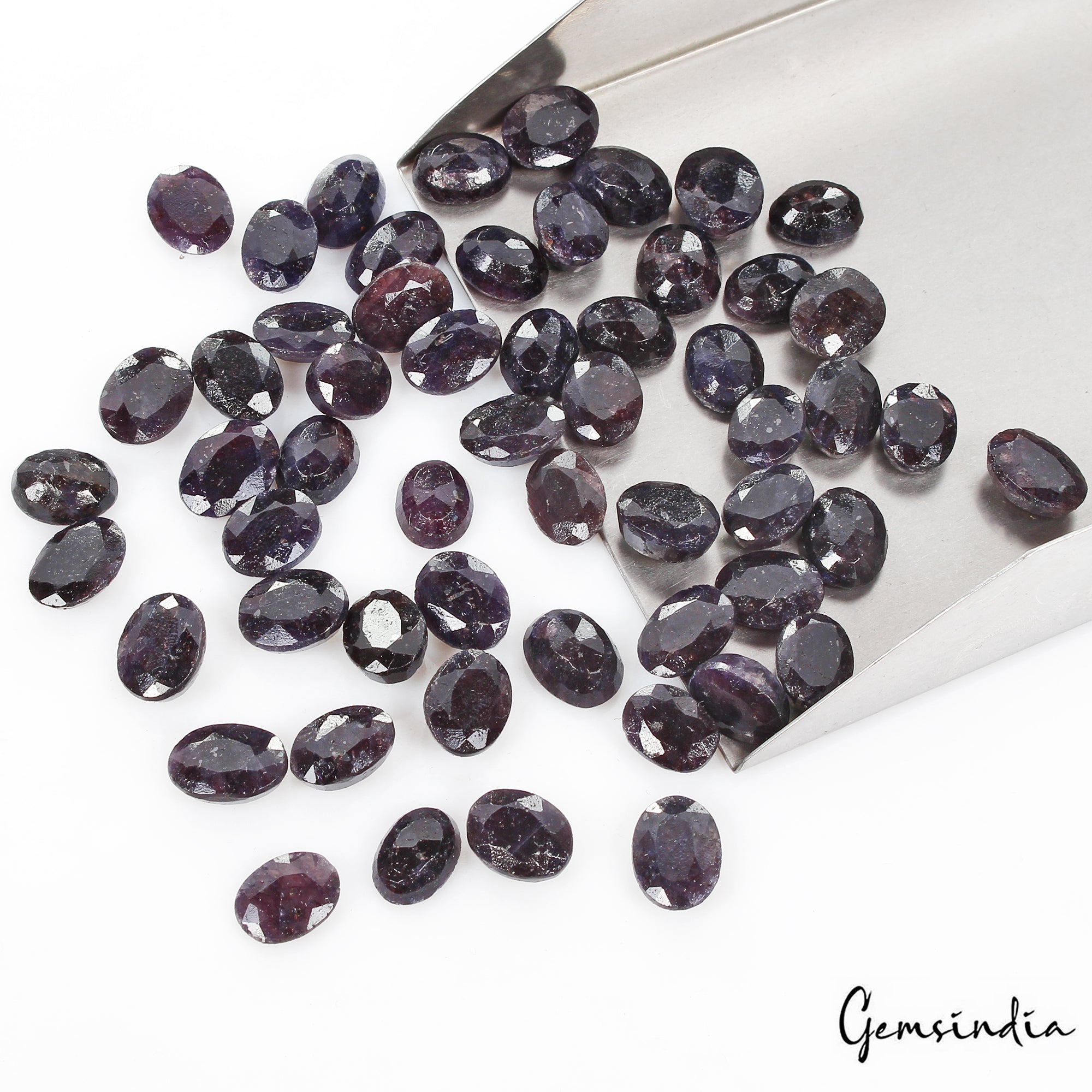 350 Ct/54 Pcs Natural African Dark Blue Sapphire Oval Faceted Loose Cut Gems Lot