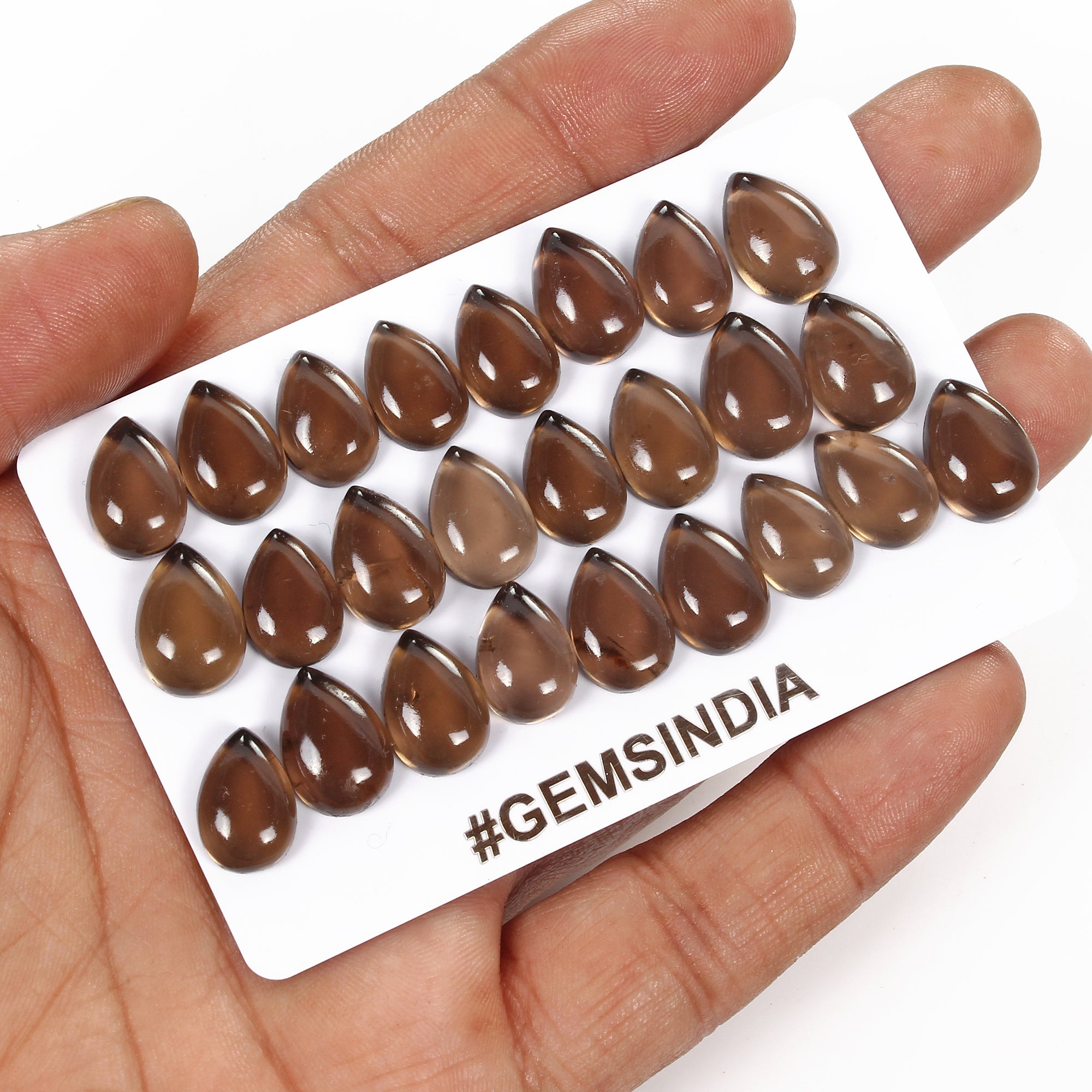 Certified 125 Cts/25 Pcs Natural Untreated Brown Smoky Quartz Pear Cab Gems Lot