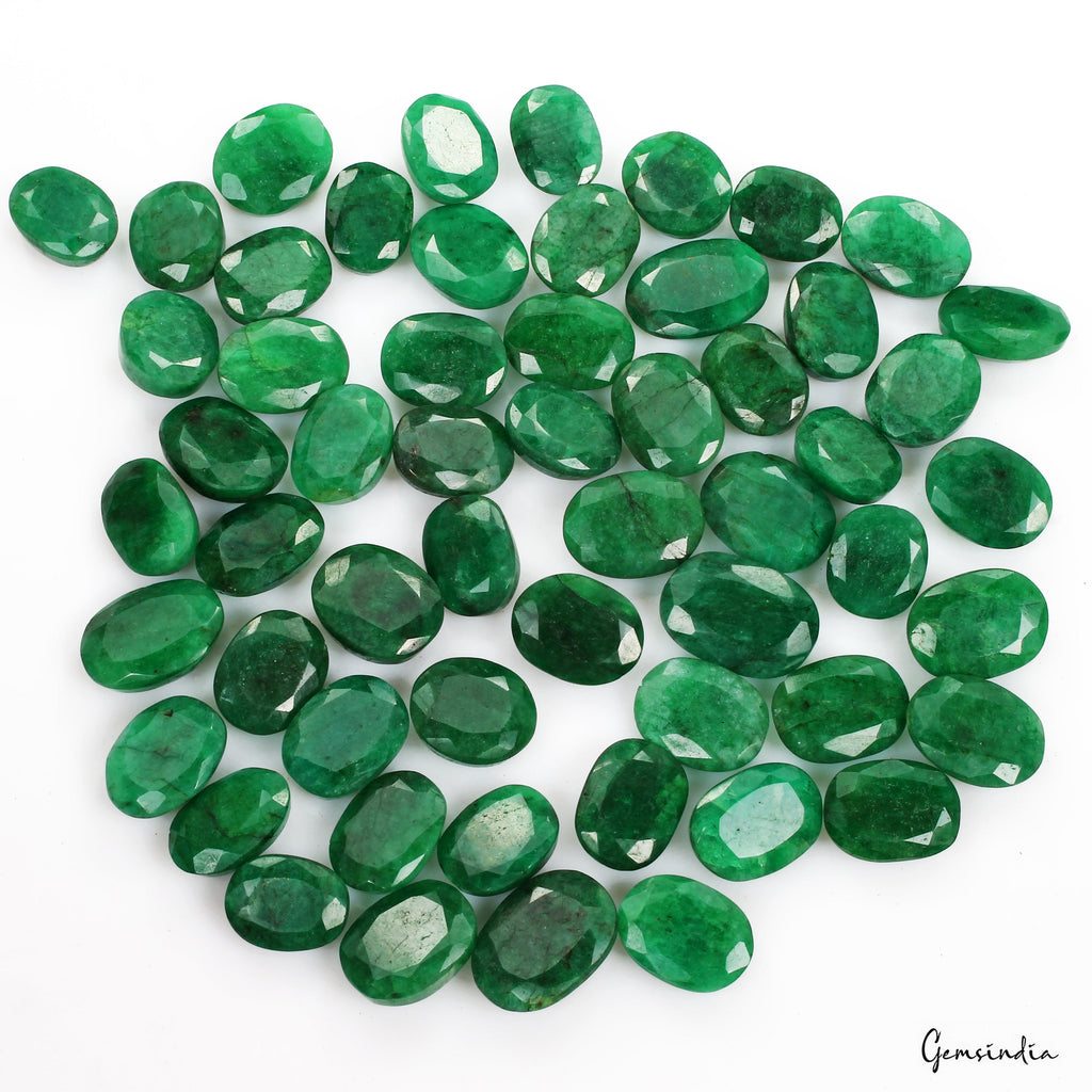 Certified Natural Green Emerald 1000Ct Oval Cut Loose Ring Size Gemstones~56 Pcs
