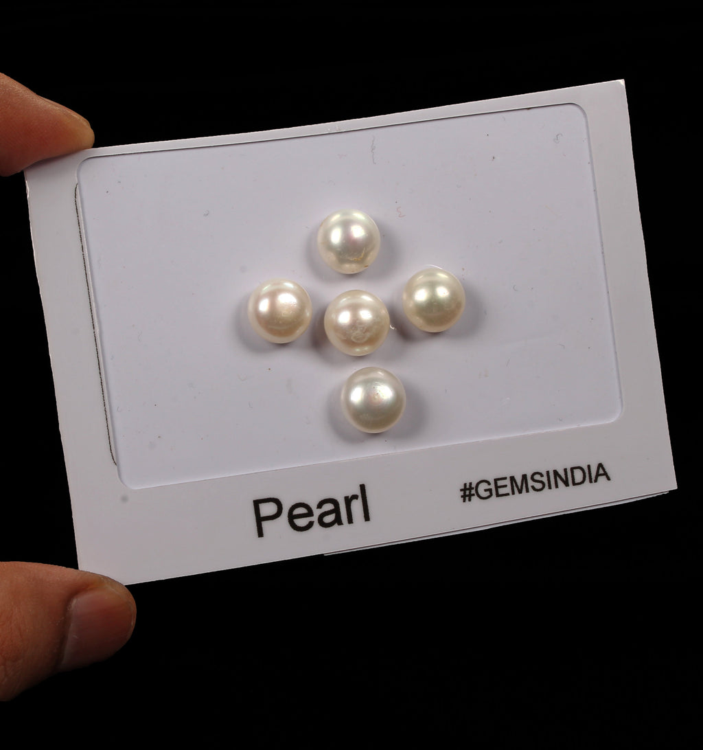 34.00 Ct/10mm Natural Freshwater Pearl Loose Fresh Water White Gemstones- 5 Pcs