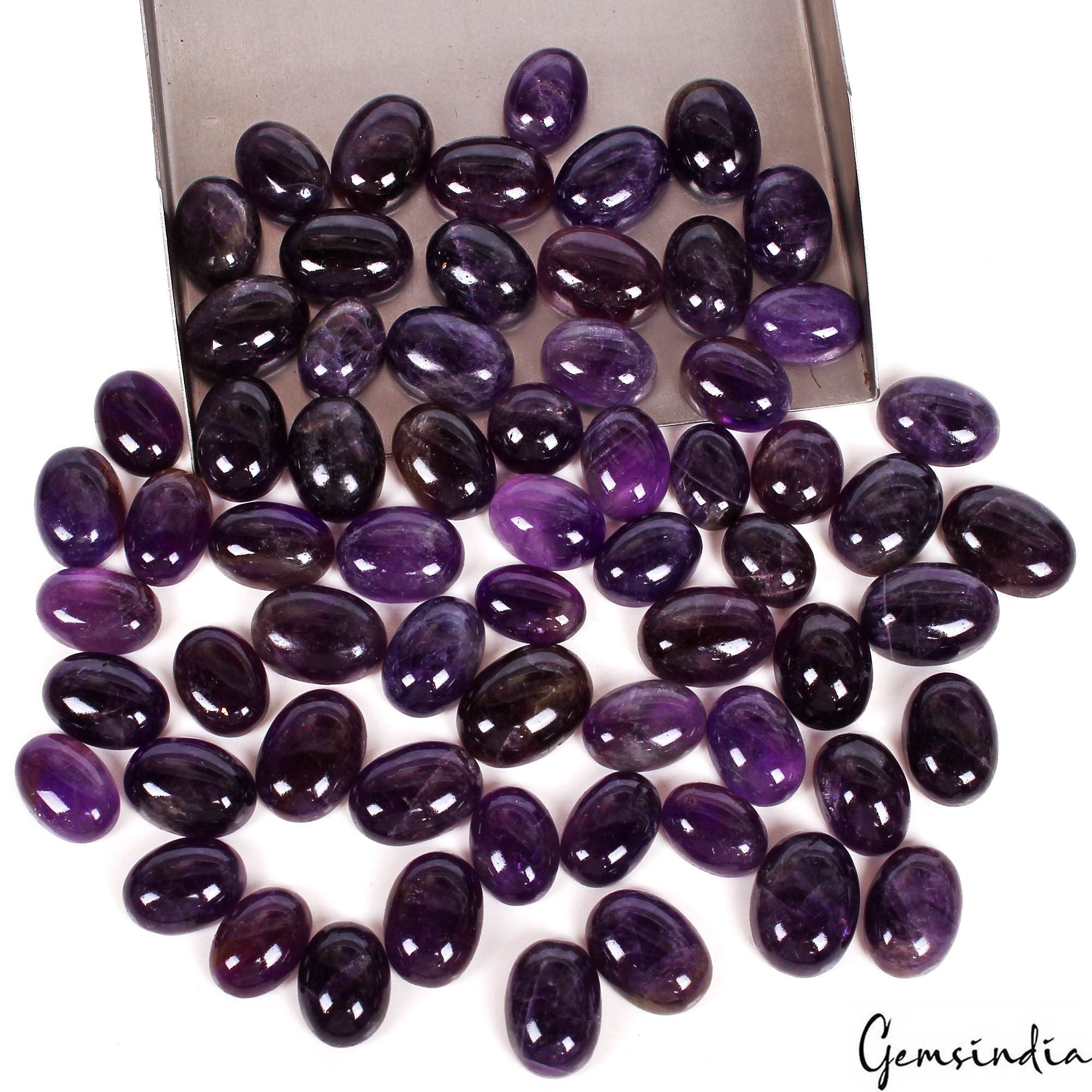 65 Pcs Natural Riich Purple Amethyst Oval Cabochon Loose 15-24mm Gemtones~650 Ct