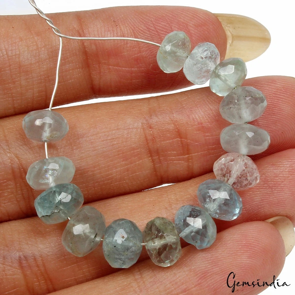 Aquamarine Beaded Strand, Untreated, Blue — 6mm to 7mm, 26.50 Ct, Brazil