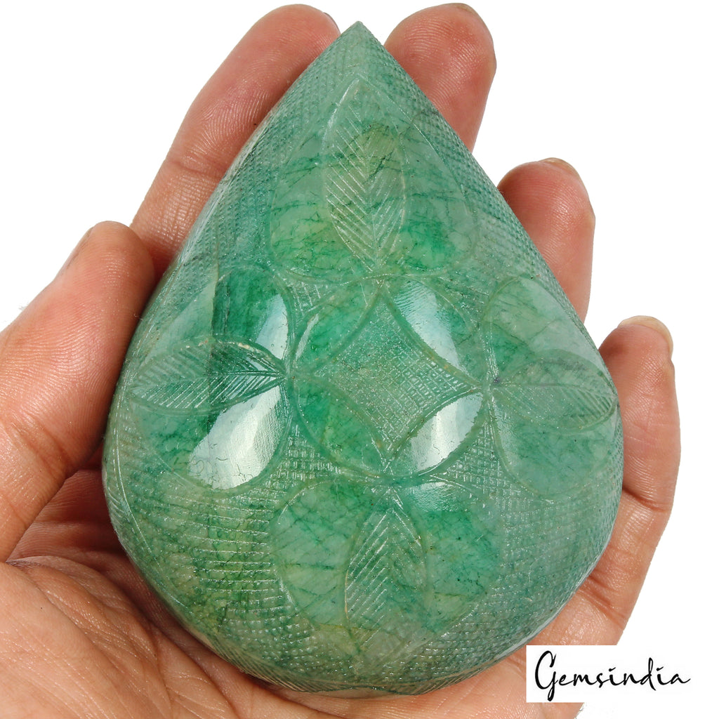 Emerald Carving, Color Enhanced, Green — 91 x 71 x 46mm, 2145 Ct, Brazil